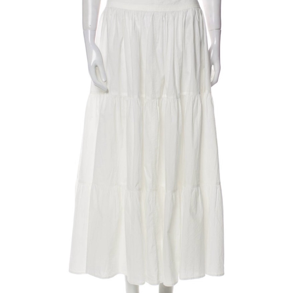 Apiece Apart White Tiered Maxi Skirt A-Line